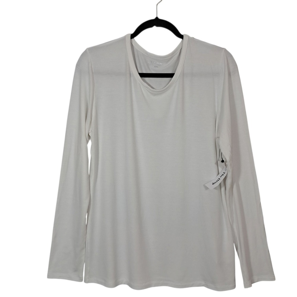 The Drop Top Shirt Off White XXL L/S Pullover Buttery Soft Lightweighth Modal